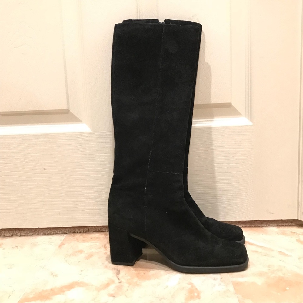 Nine West Black Real Suede Mid-Calf Boots